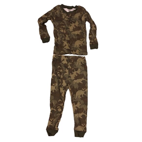 CARTER'S Pajama Set Baby Size 24 Months Green Brown Dinosaur Print - Picture 6 of 6